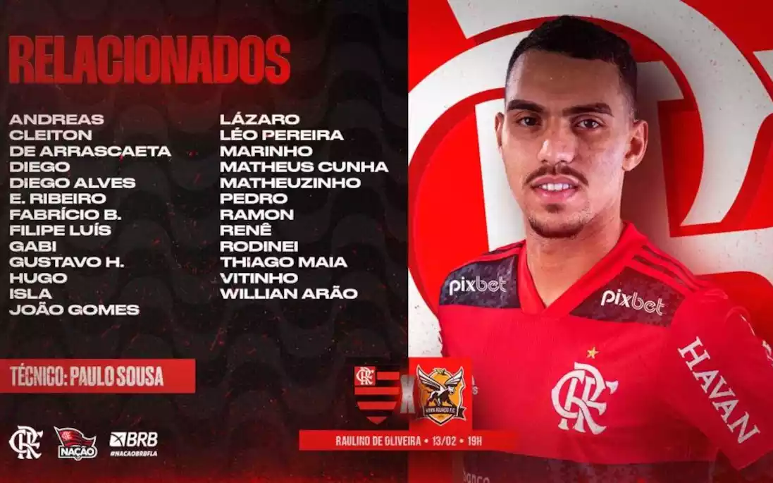 Flamengo Divulga Relacionados Para Jogo Contra O Nova Igua U